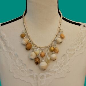 VTG UNICA 1980s Beach Fisherman Beaded Cha Cha Braided Rope Chain Necklace